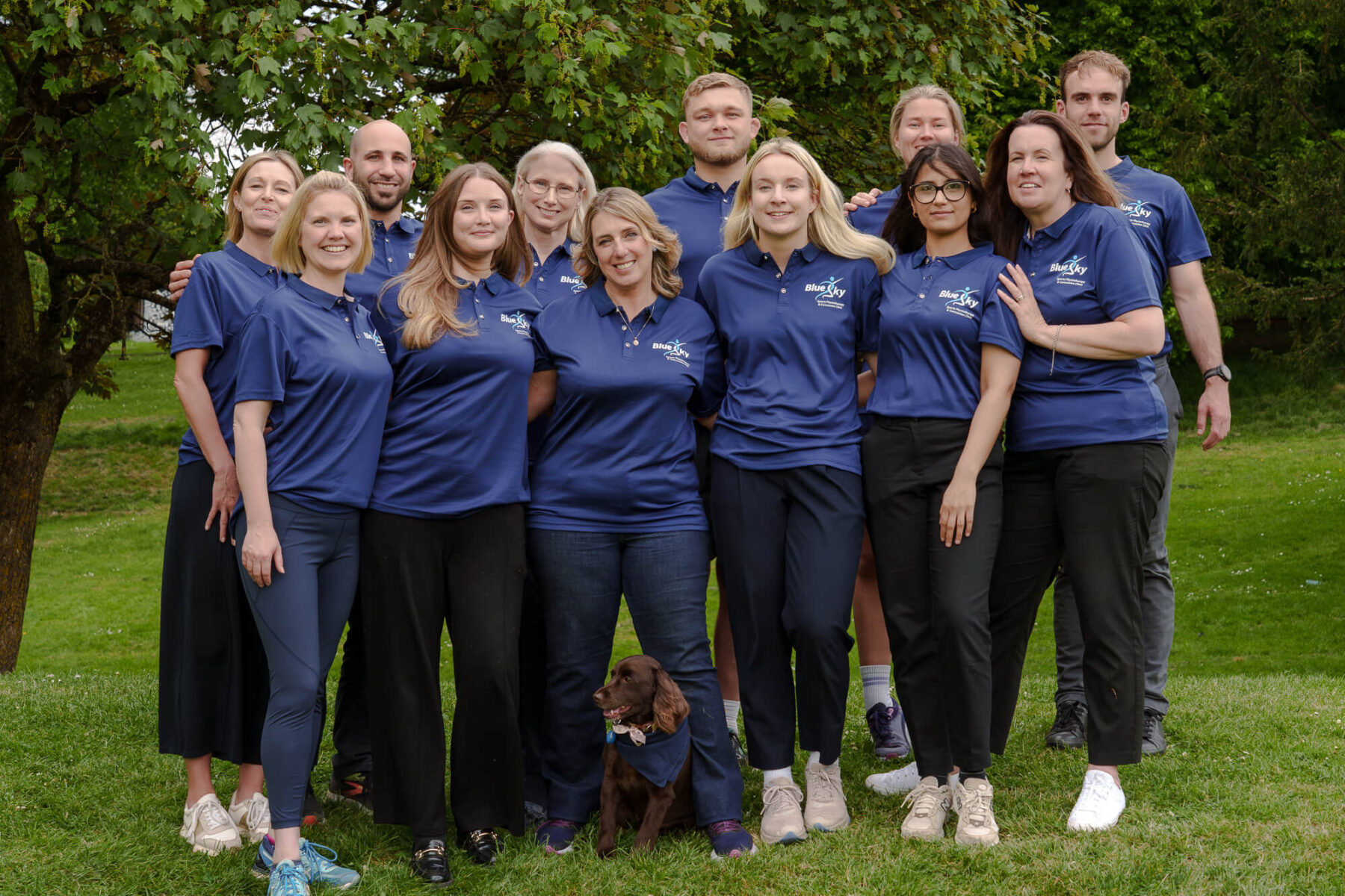 Blue Sky Sports Physiotherapy & Concussion Clinic team group photo outdoors
